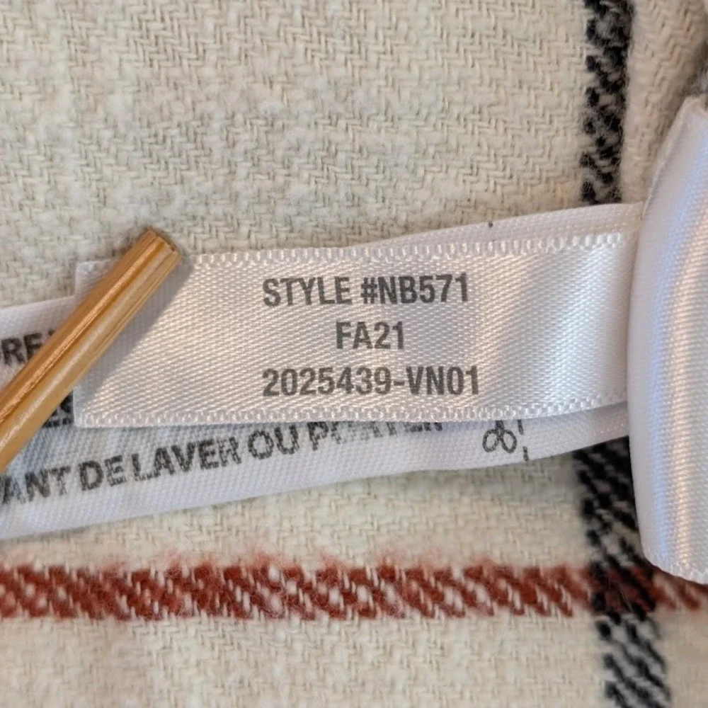 Madewell Button Down Shirt Womens XS Textured Woven Cream Plaid‎ NB571